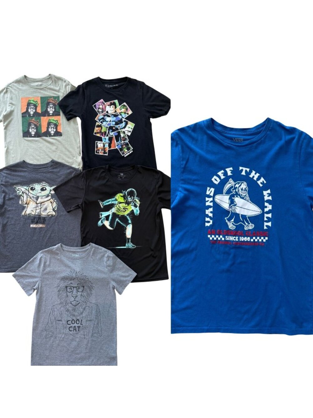 Boys Graphic T-Shirts Lot of 6 Size XL (14-16) Vans Roblox Star Wars Old Navy Te